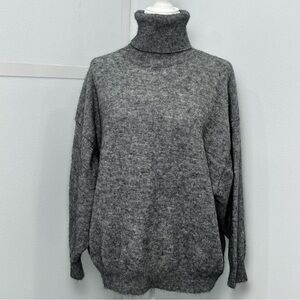 Womens Zara Gray  Wool Alpaca Knit TurtleNeck Pullover Sweater Sz S Quiet Luxury